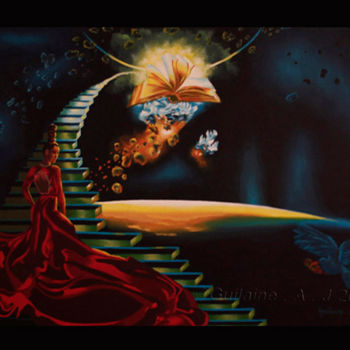 Painting titled "On her Way to Awake…" by Guilaine Arts, Original Artwork, Acrylic