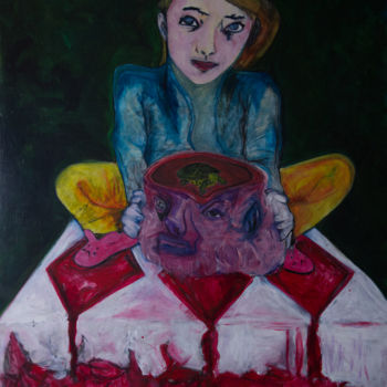 Painting titled "Alice - jeune" by Guillaume Canva (.cG.), Original Artwork, Acrylic Mounted on Wood Stretcher frame