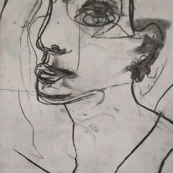 Drawing titled "Valentine, esquisse" by Guillaume Canva (.cG.), Original Artwork, Charcoal