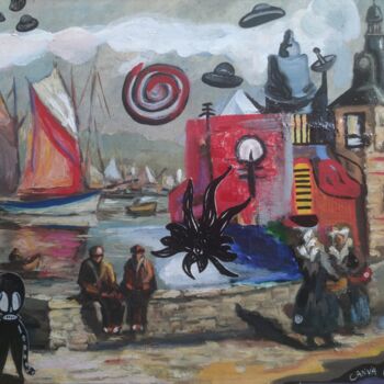 Peinture intitulée "Invasion Extra Temp…" par Guillaume Canva (.cG.), Œuvre d'art originale, Huile Monté sur Châssis en bois