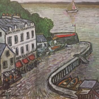 Painting titled "Cale à Dinard" by Guillaume Chapuy, Original Artwork, Oil