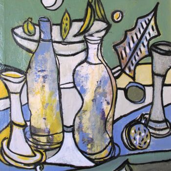 Painting titled "Série "Vases" # 30" by Guillaume Defins, Original Artwork, Acrylic Mounted on Wood Stretcher frame