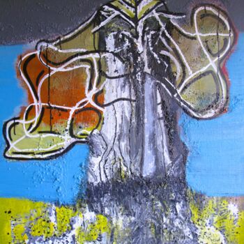 Malarstwo zatytułowany „L'arbre-vie” autorstwa Guillaume Defins, Oryginalna praca, Akryl Zamontowany na Drewniana rama noszy