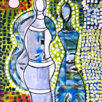 绘画 标题为“Deux femmes” 由Guillaume Defins, 原创艺术品, 丙烯 安装在木质担架架上