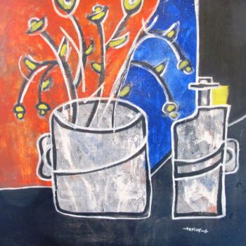 Картина под названием "55-serie-fleur-qui-…" - Guillaume Defins, Подлинное произведение искусства, Акрил