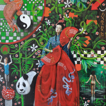 Pittura intitolato "Cheng Hé" da Guillaume Fréchon, Opera d'arte originale, Olio Montato su Telaio per barella in legno