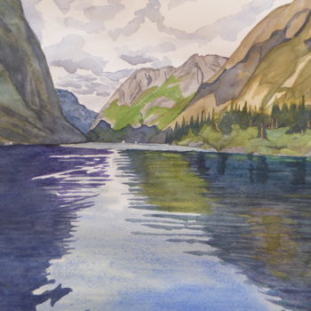 Ζωγραφική με τίτλο "Fjord" από Guillaume Girot, Αυθεντικά έργα τέχνης, Ακουαρέλα