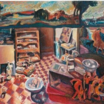 Peinture intitulée "L'atelier" par Guillaume Pelican, Œuvre d'art originale
