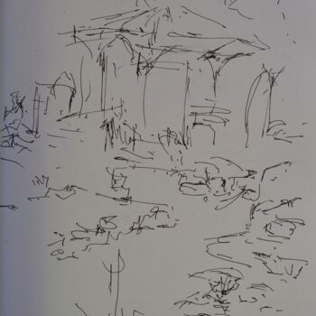 Drawing titled "place publique" by Guillaume Pelican, Original Artwork