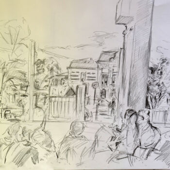 Dibujo titulada "terrasse de café" por Guillaume Pelican, Obra de arte original