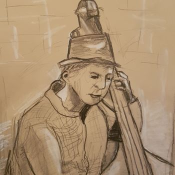 Drawing titled "Vieux Jo'" by Guillaume Van Ruymbeke, Original Artwork, Graphite