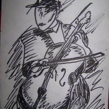 「violoncelliste」というタイトルの描画 Guillaume Van Ruymbekeによって, オリジナルのアートワーク