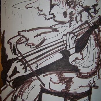 Drawing titled "Violoncelle" by Guillaume Van Ruymbeke, Original Artwork