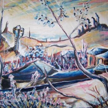 Painting titled "Le village aux toit…" by Guillaume Van Ruymbeke, Original Artwork