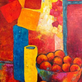 Painting titled "La coupe de fruits" by Guillaume Villaros (GVillaros), Original Artwork, Acrylic Mounted on Wood Stretcher…