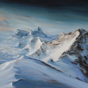 Painting titled "Altitude" by Guillaume Vincent, Original Artwork, Oil Mounted on Wood Stretcher frame
