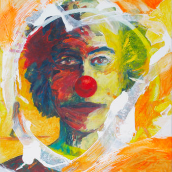 Painting titled "Clown" by Guillaume Rist, Original Artwork, Acrylic
