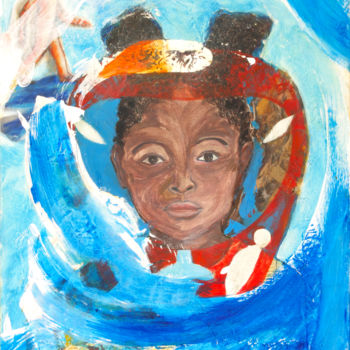 绘画 标题为“L'enfant au masque” 由Guillaume Rist, 原创艺术品, 丙烯 安装在木质担架架上