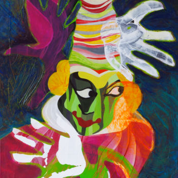 Painting titled "Kathakali" by Guillaume Rist, Original Artwork, Acrylic