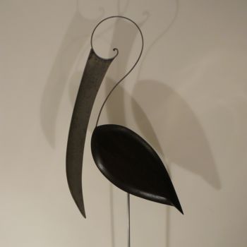 「Le Bel Ibis」というタイトルの彫刻 Guillemette Legrosによって, オリジナルのアートワーク, ウッド