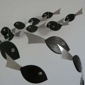 Sculpture intitulée "La Spirale de Poiss…" par Guillemette Legros, Œuvre d'art originale, Métaux
