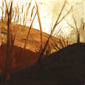 Schilderij getiteld "Hiver 2" door Guillemette Claude, Origineel Kunstwerk, Olie Gemonteerd op Frame voor houten brancard