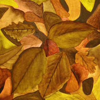 Painting titled "Sol d'automne 1" by Guillemette Claude, Original Artwork, Oil Mounted on Cardboard