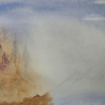 Peinture intitulée "Brouillard matinal" par Guillemette Hervieux, Œuvre d'art originale, Aquarelle