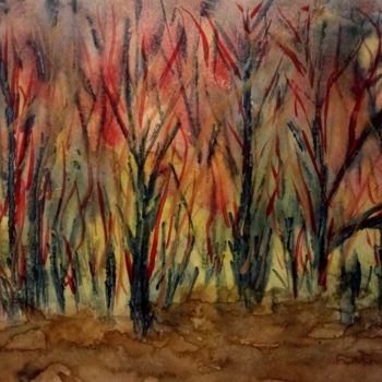 Painting titled "Buisson" by Guillemette Hervieux, Original Artwork, Watercolor