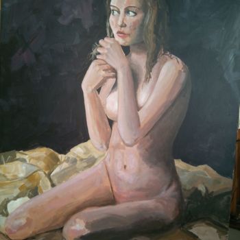 Painting titled "Mujer desnuda" by Guillermo Maza, Original Artwork, Acrylic
