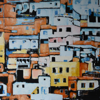 Painting titled "Favelas" by Michele Guilloteau, Original Artwork, Acrylic