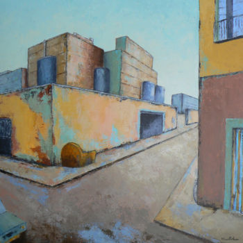 Pintura intitulada "Au coin de la rue" por Michele Guilloteau, Obras de arte originais, Acrílico