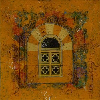 Peinture intitulée "Yellow window" par Gulage, Œuvre d'art originale