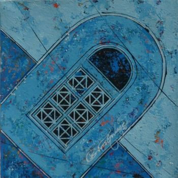 Peinture intitulée "Blue window" par Gulage, Œuvre d'art originale