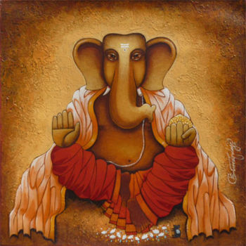 Peinture intitulée "Ganesha" par Gulage, Œuvre d'art originale