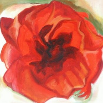 "Red Flower" başlıklı Tablo Gulgun Tuzun tarafından, Orijinal sanat, Petrol