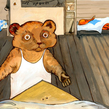 Ζωγραφική με τίτλο "Сказка "Лиса и медв…" από Гуля Кабилова, Αυθεντικά έργα τέχνης