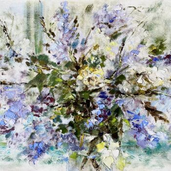 Schilderij getiteld "Lilac bouquet" door Gulsum Tokbayeva, Origineel Kunstwerk, Aquarel