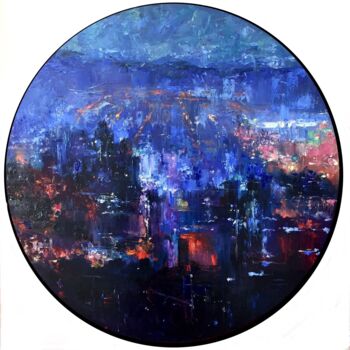 Painting titled "Lights of the night…" by Gulsum Tokbayeva, Original Artwork, Oil