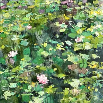 제목이 "Water lilies"인 미술작품 Gulsum Tokbayeva로, 원작, 기름 나무 들것 프레임에 장착됨