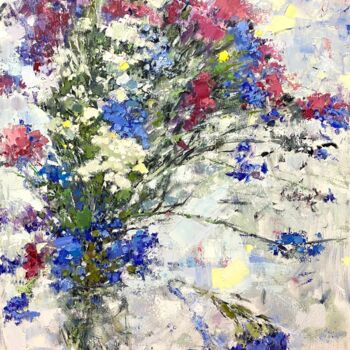 Картина под названием "Bouquet in a glass…" - Gulsum Tokbayeva, Подлинное произведение искусства, Масло Установлен на Деревя…