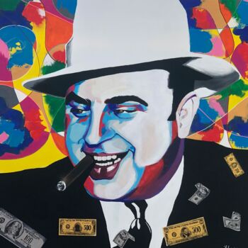 Painting titled "Al Capone" by Gunnar Zyl, Original Artwork, Acrylic Mounted on Wood Stretcher frame