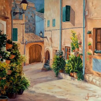 Painting titled "Street in Valldemos…" by Gunta Medniece, Original Artwork, Oil