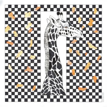 Tekening getiteld "Giraffe" door Gunter Franke, Origineel Kunstwerk, Marker