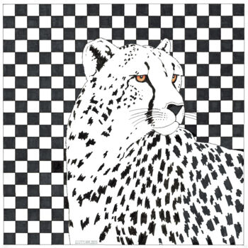 Dessin intitulée "Gepard" par Gunter Franke, Œuvre d'art originale, Marqueur