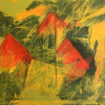 Peinture intitulée "Rote Pyramiden" par Gunter Sieg, Œuvre d'art originale, Acrylique