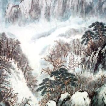 Painting titled "Paysage" by Hanwen Guo, Original Artwork, Oil