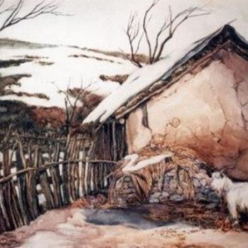 「La chèvre」というタイトルの絵画 Hanwen Guoによって, オリジナルのアートワーク, オイル