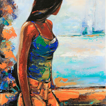 Schilderij getiteld "Sea Painting   sund…" door Gurdish Pannu, Origineel Kunstwerk, Acryl