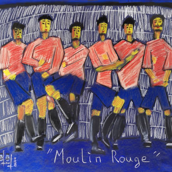 Dessin intitulée "Moulin Rouge" par Gugo, Œuvre d'art originale, Pastel